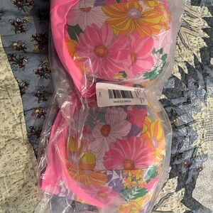 Cacique Floral Print Bra with Pink Accents
